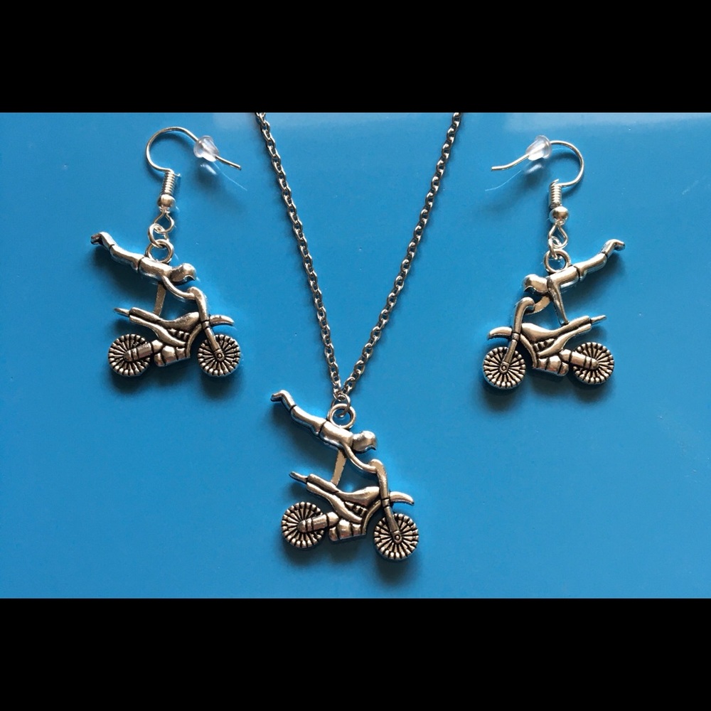 Motocross Necklace & Earrings